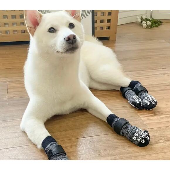 4-Piece Adjustable Non-Slip protective Dog Socks-Nylon/Cotton - Picture 7 of 9